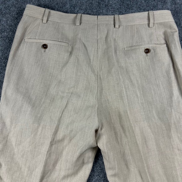 Maurizio Baldassari Trousers Mens 52 Beige Linen Blend Brera Made in Italy - Picture 8 of 10